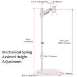 Single 43 Inch Portable Monitor Arm TV Rolling Stand-White – Fits17"-43" Screens, up to 22 lbs, VESA Plate 75x75mm,100x100mm, 200x100mm, 200x200mm