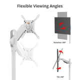 Single 43 Inch Portable Monitor Arm TV Rolling Stand-White – Fits17"-43" Screens, up to 22 lbs, VESA Plate 75x75mm,100x100mm, 200x100mm, 200x200mm