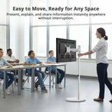 Single 43 Inch Portable Monitor Arm TV Rolling Stand-White – Fits17"-43" Screens, up to 22 lbs, VESA Plate 75x75mm,100x100mm, 200x100mm, 200x200mm
