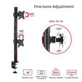 Dual 38 inch Stack Monitor Pole Mount - Black - Heavy-Duty Mount for 13-38" Screens, up to 26.5 lbs each, VESA Plate 75x75mm, 100x100mm