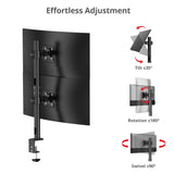 Dual 38 inch Stack Monitor Pole Mount - Black - Heavy-Duty Mount for 13-38" Screens, up to 26.5 lbs each, VESA Plate 75x75mm, 100x100mm