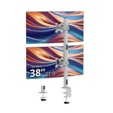 Dual 38 inch Stack Monitor Pole Mount - Gray- Heavy-Duty Mount for 13-38" Screens, up to 26.5 lbs each, VESA Plate 75x75mm, 100x100mm