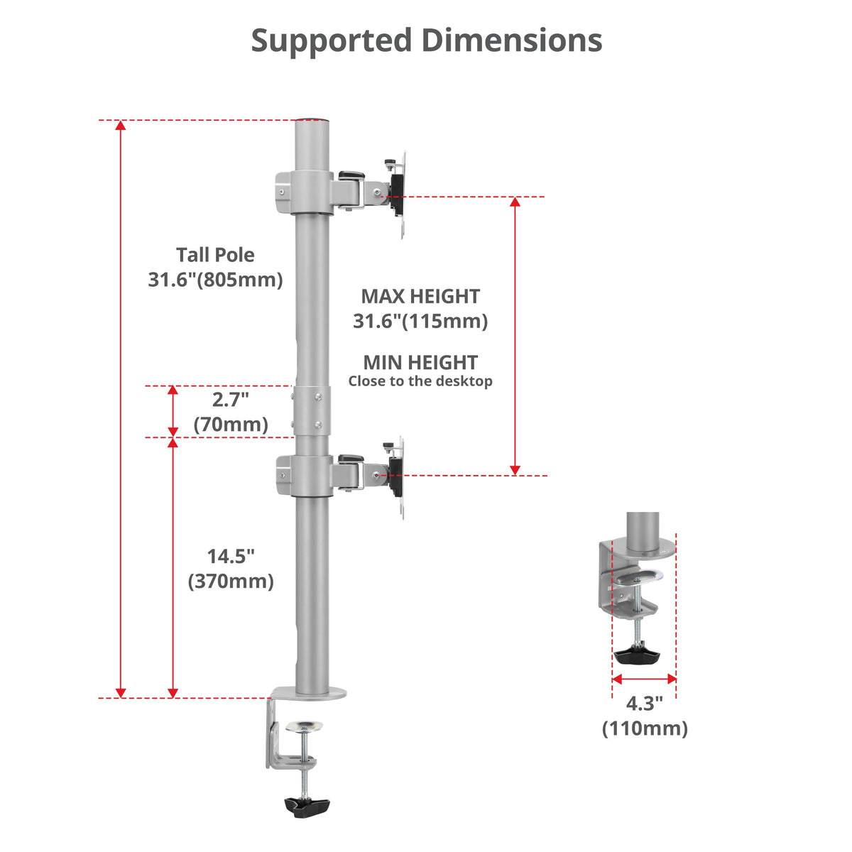 Stack Monitor Vesa Dual Stack, Up to 38