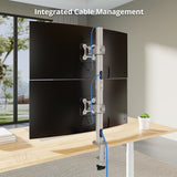Dual 38 inch Stack Monitor Pole Mount - Gray- Heavy-Duty Mount for 13-38" Screens, up to 26.5 lbs each, VESA Plate 75x75mm, 100x100mm