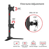 Dual Vertical Monitor Stand - Heavy-Duty Freestanding Mount for 13-38" Screens, up to 26.5 lbs each, VESA 75/100