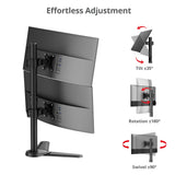 Dual Vertical Monitor Stand - Heavy-Duty Freestanding Mount for 13-38" Screens, up to 26.5 lbs each, VESA 75/100