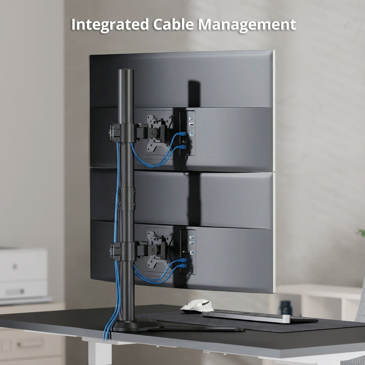 Dual Vertical Monitor Stand - Heavy-Duty Freestanding Mount for 13-38" Screens, up to 26.5 lbs each, VESA 75/100