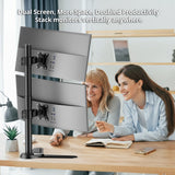 Dual Vertical Monitor Stand - Heavy-Duty Freestanding Mount for 13-38" Screens, up to 26.5 lbs each, VESA 75/100