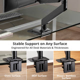 Adjustable Reinforcement Bracket Mount Plate-black Protects Your Desktop - Supports Monitor Stands with Grommet or C-Clamp Mounts