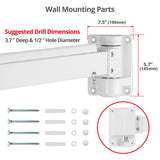 Medical Grade Single 32 inch Monitor Long Arm Wall Mount 17.6 lbs-White, VESA Plate 75x75mm,100x100mm
