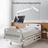 Medical Grade Single 32 inch Monitor Long Arm Wall Mount 17.6 lbs-White, VESA Plate 75x75mm,100x100mm