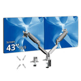 Dual 43" Mechanical Spring Monitor Arm Desk Mount – Gray, Fits 17"–43" Screens, VESA 75x75/100x100/200x100/200x200mm