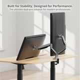 Dual 43" Mechanical Spring Monitor Arm Desk Mount – Gray, Fits 17"–43" Screens, VESA 75x75/100x100/200x100/200x200mm