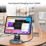 USB-C Multitask Hub Stand Holder fits under 13” Tablets/Phones, HDMI 4K@60Hz, 2xUSB-A & USB-C 5Gbps ports, 3.5mm headset jack, SD/Micro SD, PD 100W