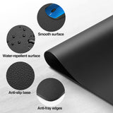 Large Artificial Leather Smooth Desk Mat Protector - Black