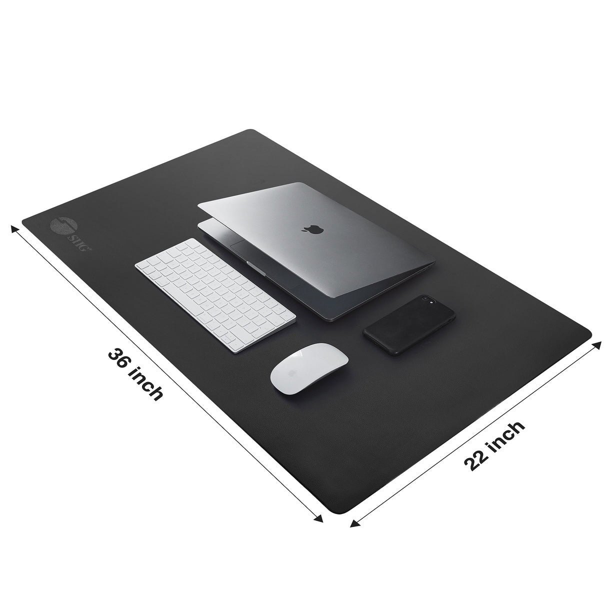 Large Artificial Leather Smooth Desk Mat Protector - Black