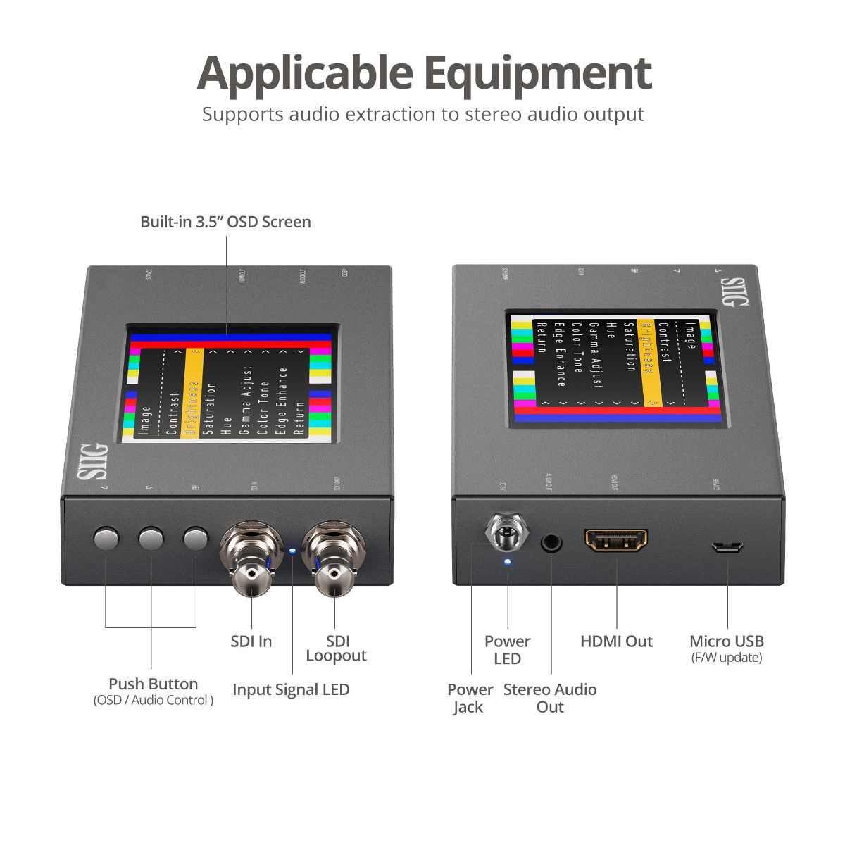 3G-SDI to HDMI Converter with Scaler and Monitor