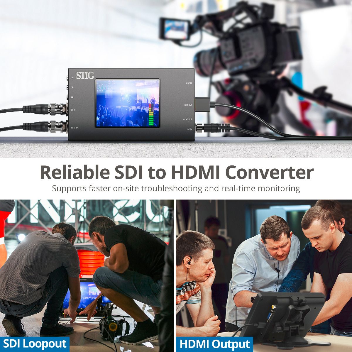 3G-SDI to HDMI Converter with Scaler and Monitor