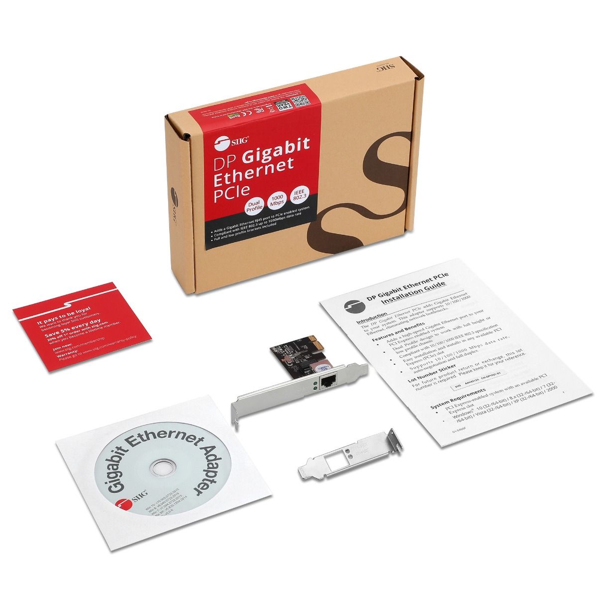 Dual Profile Gigabit Ethernet PCIe - up to 1000Mb/s data transfer rate