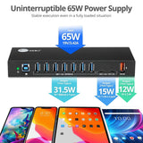 10-Port Industrial USB A&C 5Gbps Hub with Dual USB-C & Charging