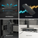 10-Port Industrial USB A&C 5Gbps Hub with Dual USB-C & Charging