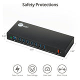 10-Port Industrial USB A&C 5Gbps Hub with Dual USB-C & Charging