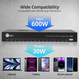 16-Port Industrial USB-C PD Charging Station - 600W - 30W per port - UL Certification
