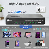 8-Port Industrial USB-C PD Charging Station - 350W, Up to 45W per port, UL Certification