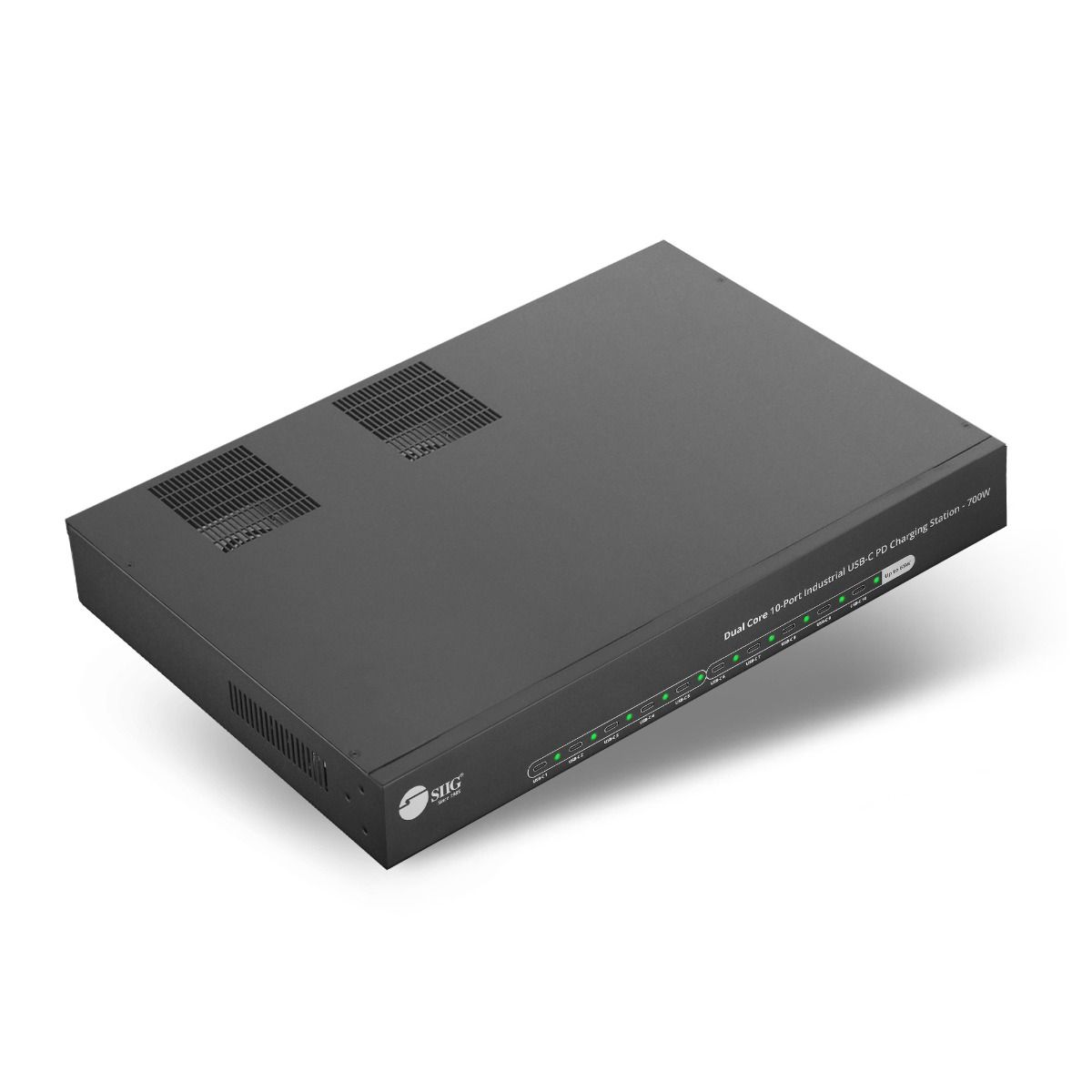 Dual Core 10-Port Industrial USB-C PD Charging Station - 700W, Up to 65W per port, Dual 350W power, UL certification