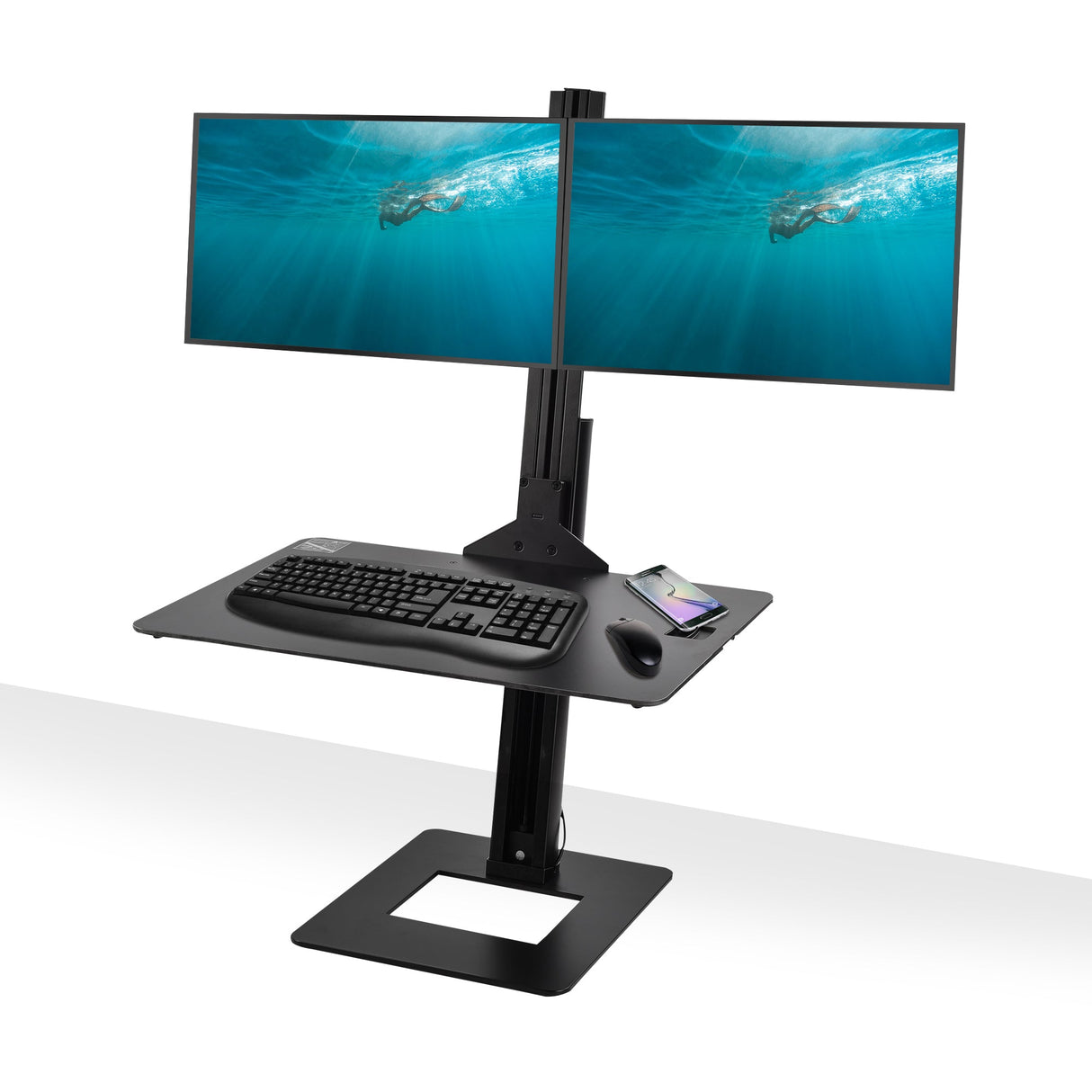 Dual Display Adjustable Computer Keyboard Stand - Supports 17" to 30", 13.2lbs Displays - VESA Compatible, Tilt, Swivel, Rotate Sit/Stand Desk Stand