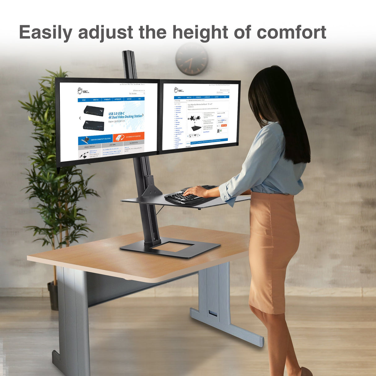 Dual Display Adjustable Computer Keyboard Stand - Supports 17" to 30", 13.2lbs Displays - VESA Compatible, Tilt, Swivel, Rotate Sit/Stand Desk Stand