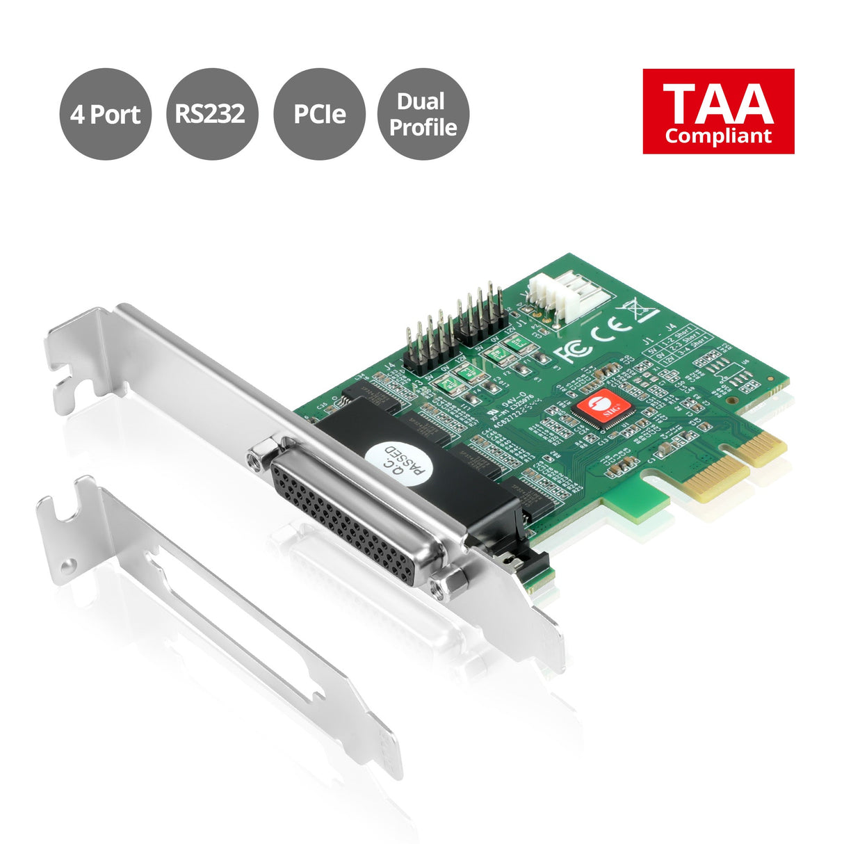 DP CyberSerial 4S PCIe, PCI Express x1 Interface, Dual-Profile Design, TAA Compliant