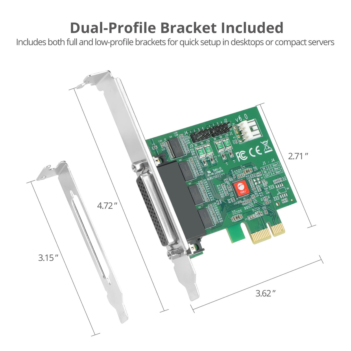 DP CyberSerial 4S PCIe, PCI Express x1 Interface, Dual-Profile Design, TAA Compliant