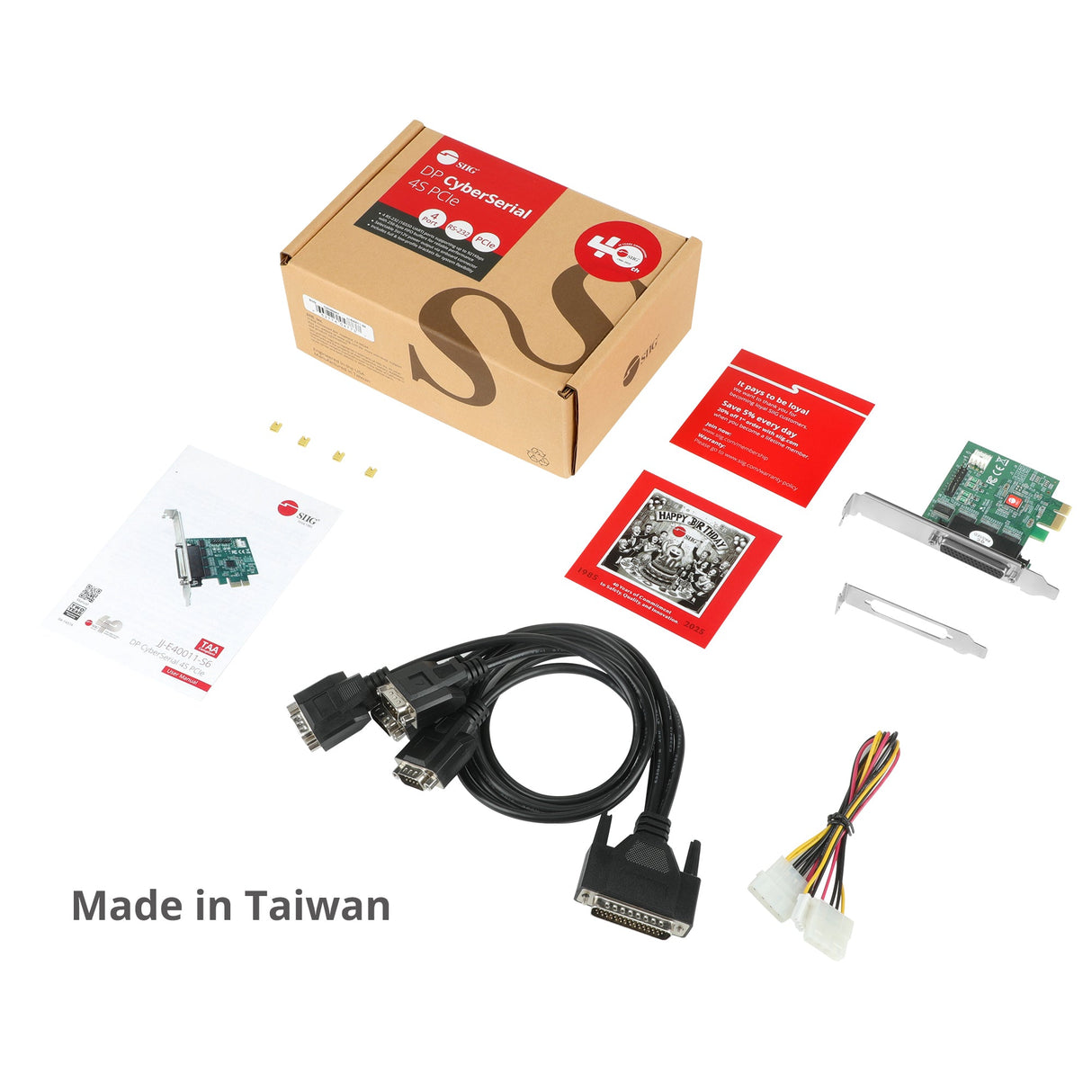DP CyberSerial 4S PCIe, PCI Express x1 Interface, Dual-Profile Design, TAA Compliant