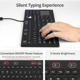 Industrial/Medical Grade Washable & Dustproof Keyboard with Touchpad, USB Keyboard, IP68 Compliant, 110-key Layout, 5 levels brightness, Silent Keycap, Silicone Material, Windows, Mac