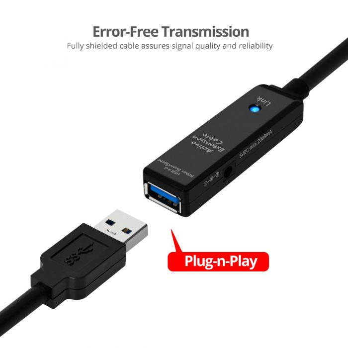 USB 3.0 Active Repeater Cable – 15M - 5Gbps