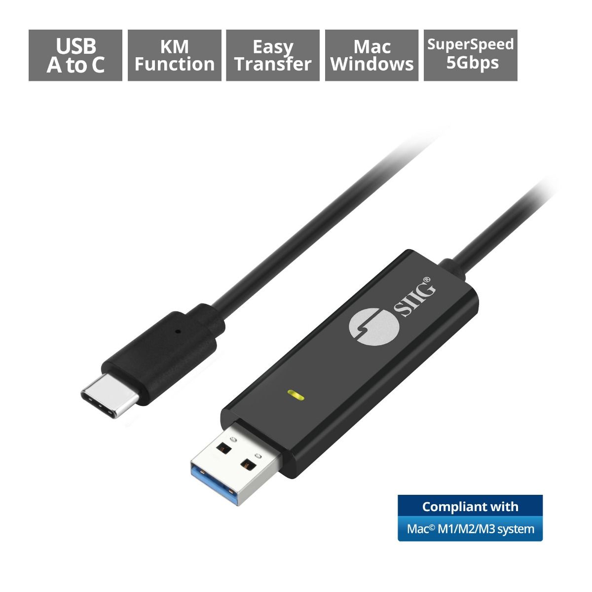 USB A to C 5Gbps Data KM Magic Switch Console Cable