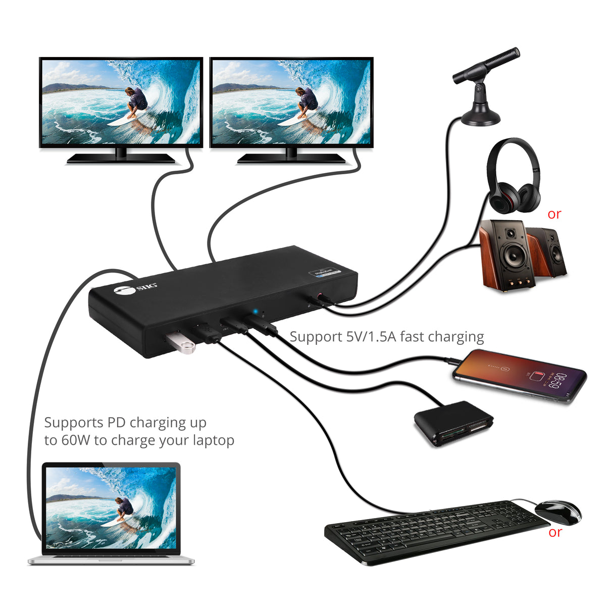 USB 3.1 Type-C Dual 4K Docking Station with Power Delivery
