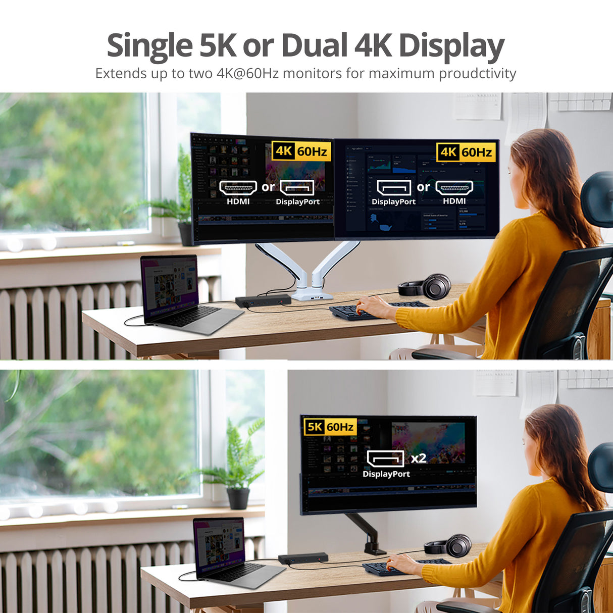 USB 3.1 Type-C Dual 4K Docking Station with Power Delivery