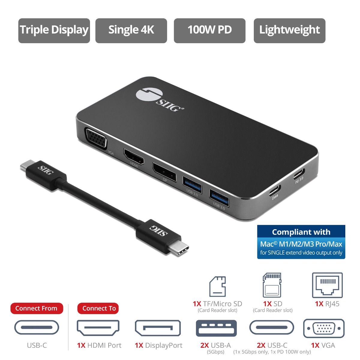 USB-C MST Video Travel Docking with PD Pass Through