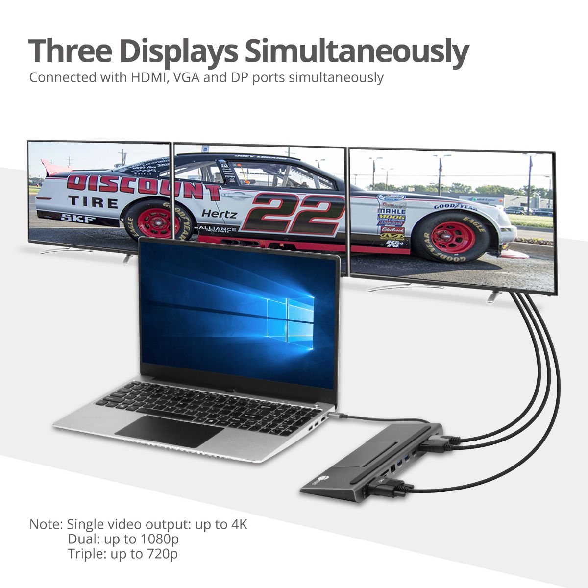 Aluminum USB-C MST Video Docking Station with Power Delivery pass-through