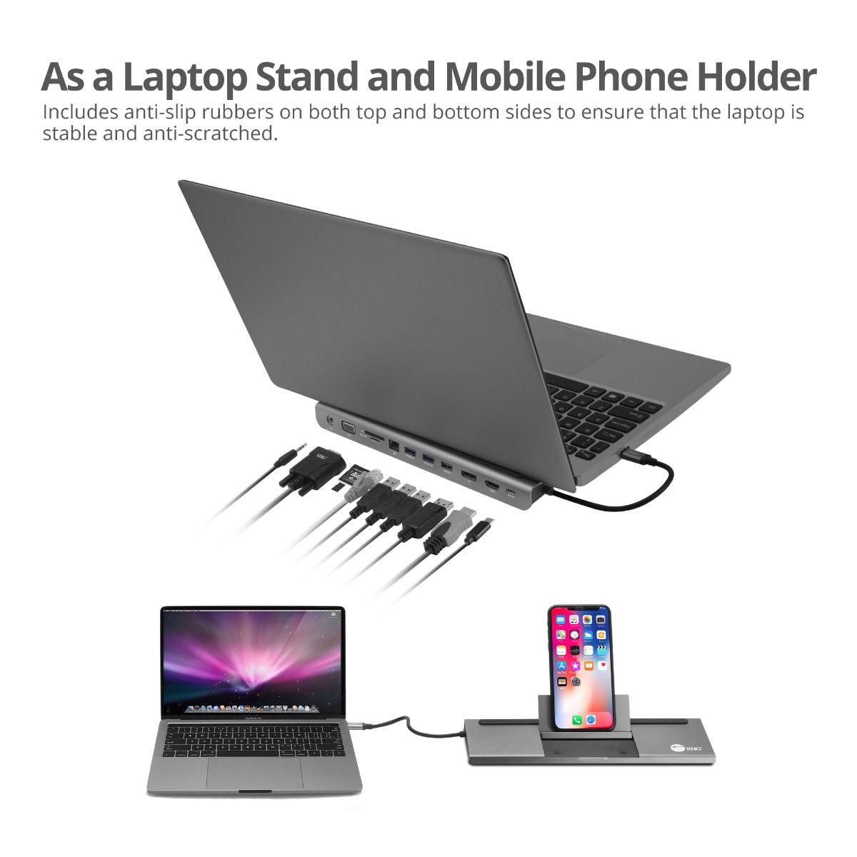Aluminum USB-C MST Video Docking Station with Power Delivery pass-through