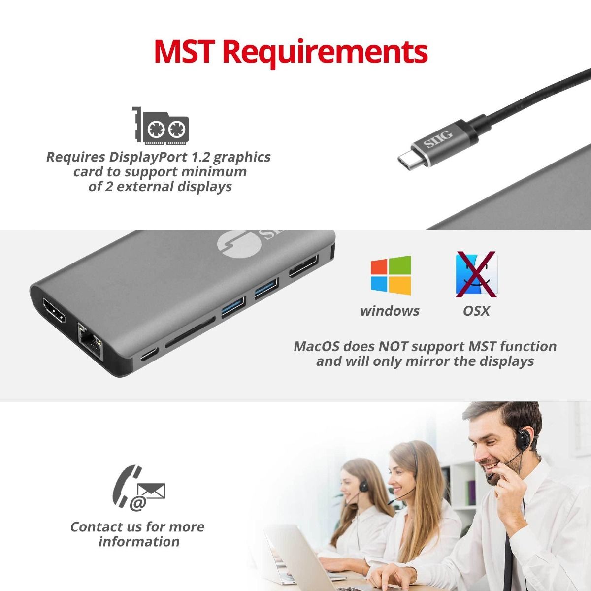 USB-C MST Video with Hub, LAN and PD 3.0 Docking- Single 4K@30Hz- Dual 1080p- SD card reader
