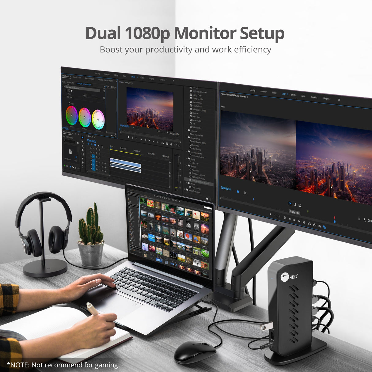 Dual Head Full HD HDMI Video Docking Station- Windows & Mac M1/M2/M3 Pro/Max Compatible