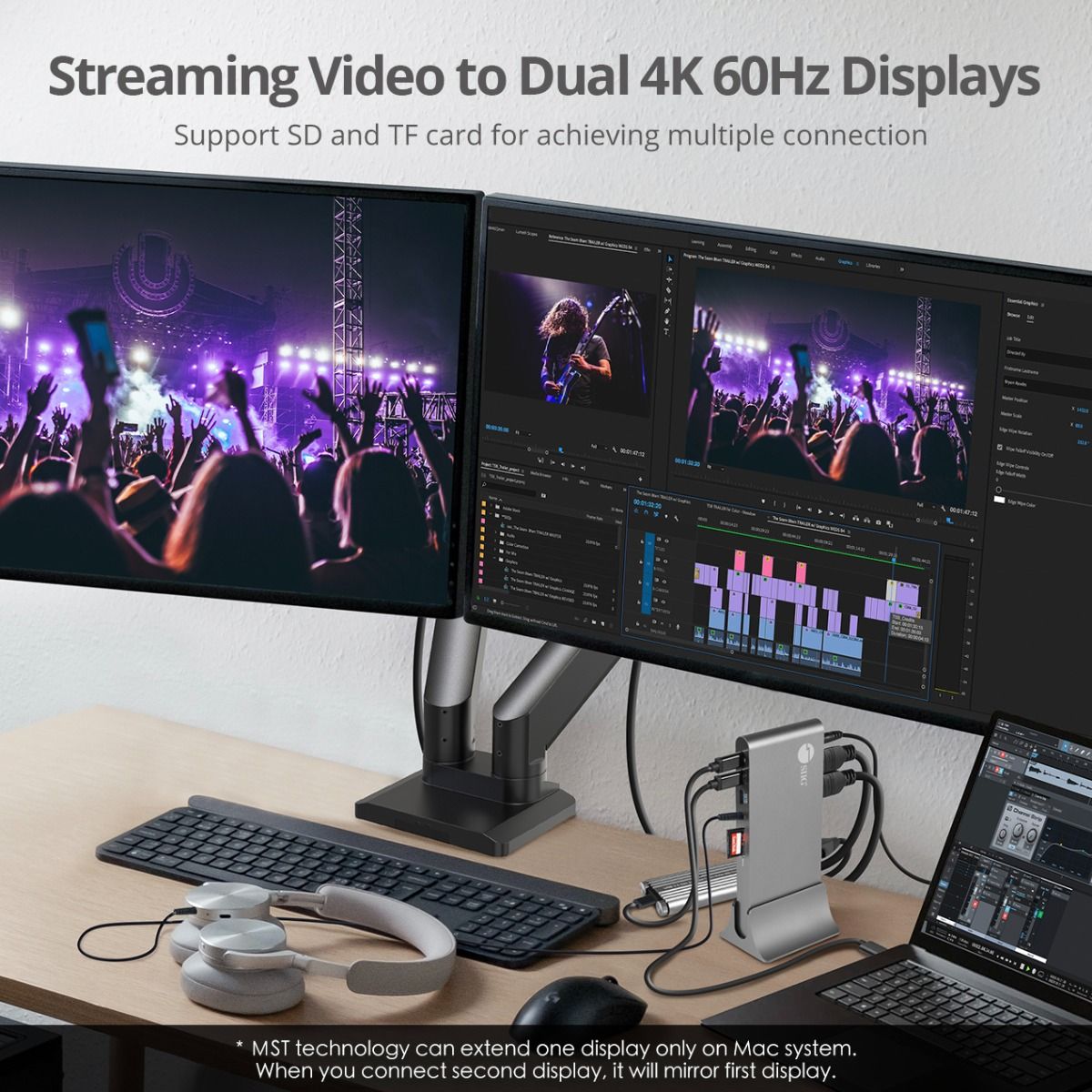 USB-C Dual Video MST Docking Station with PD Charging