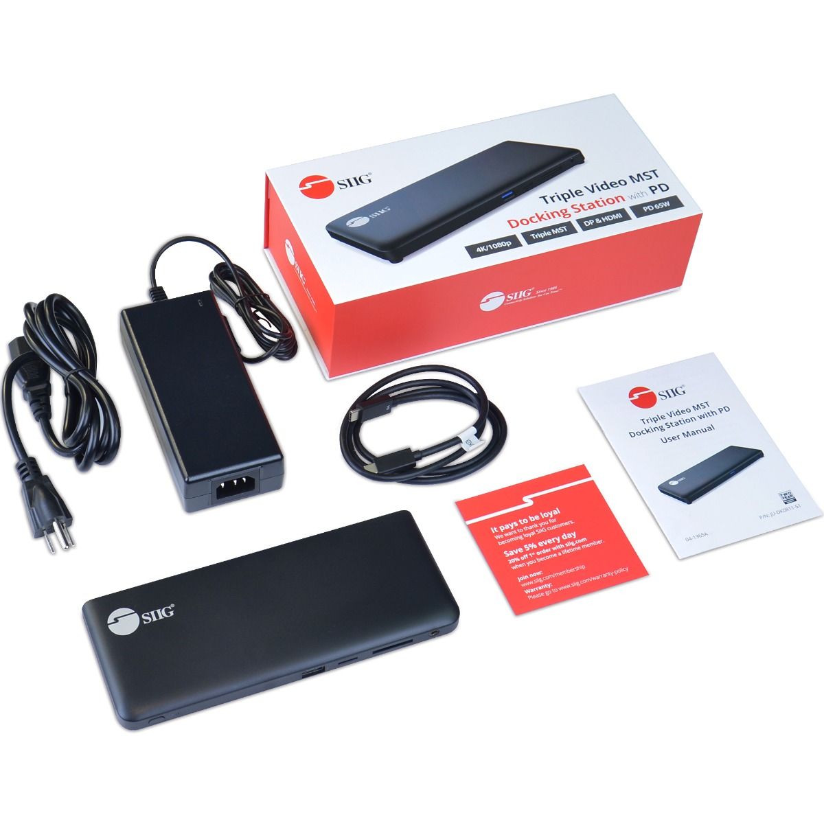 USB-C Triple Video MST Docking Station with PD