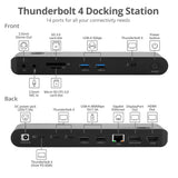 Quad Display Thunderbolt 4 Docking Station & PD- Single 8K30Hz/4K144Hz- Quad 4K60Hz (HDMI / DP / 2x USB-C Thunderbolt 4)- Windows & Mac M1/M2/M3 Pro/Max Compatible