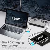 Quad Display Thunderbolt 4 Docking Station & PD- Single 8K30Hz/4K144Hz- Quad 4K60Hz (HDMI / DP / 2x USB-C Thunderbolt 4)- Windows & Mac M1/M2/M3 Pro/Max Compatible