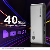 Quad Display Thunderbolt 4 Docking Station & PD- Single 8K30Hz/4K144Hz- Quad 4K60Hz (HDMI / DP / 2x USB-C Thunderbolt 4)- Windows & Mac M1/M2/M3 Pro/Max Compatible