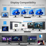 Quad Display Thunderbolt 4 Docking Station & PD- Single 8K30Hz/4K144Hz- Quad 4K60Hz (HDMI / DP / 2x USB-C Thunderbolt 4)- Windows & Mac M1/M2/M3 Pro/Max Compatible